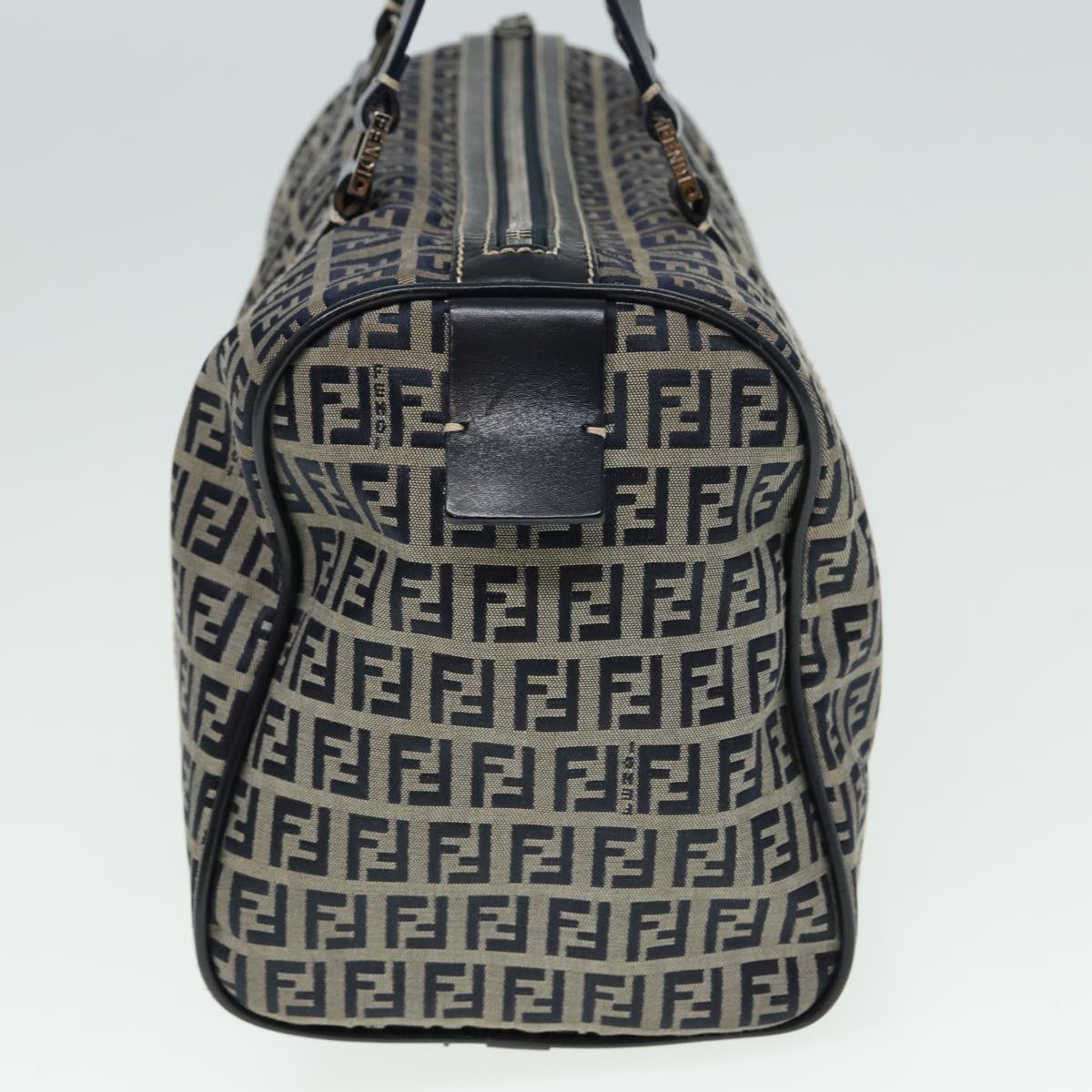 FENDI Zucchino Canvas Boston Bag Navy80243