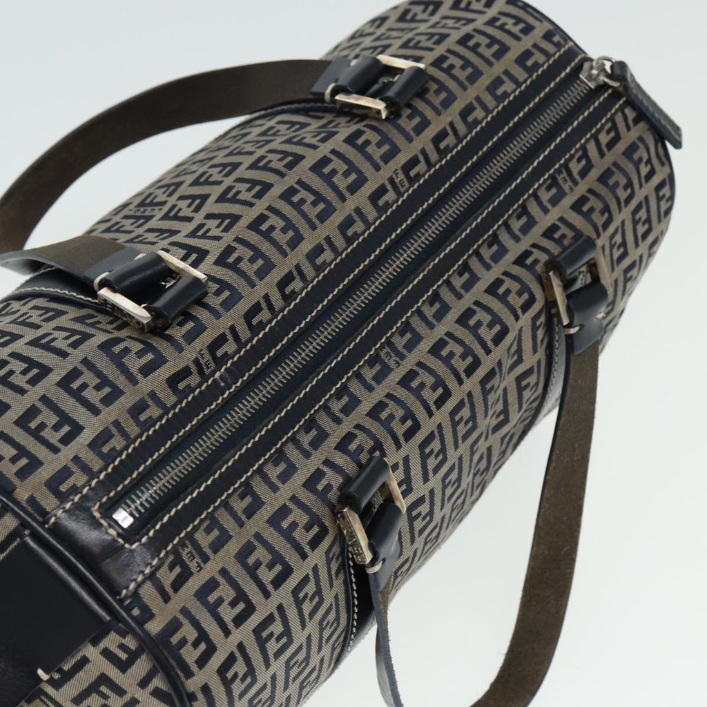 FENDI Zucchino Canvas Boston Bag Navy80243