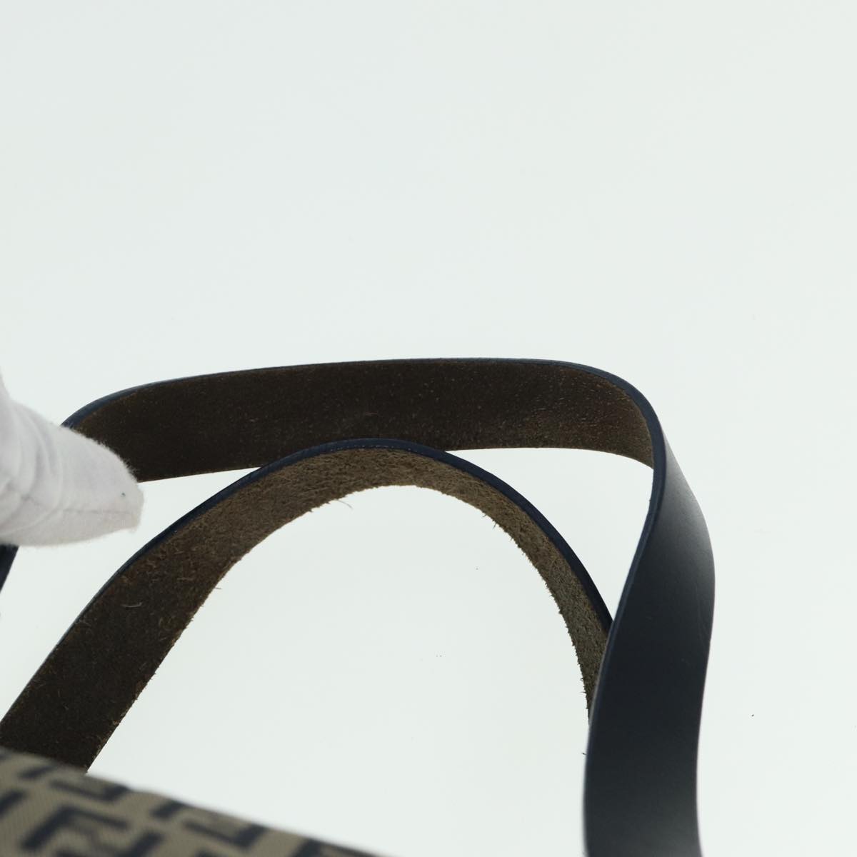 FENDI Zucchino Canvas Boston Bag Navy80243