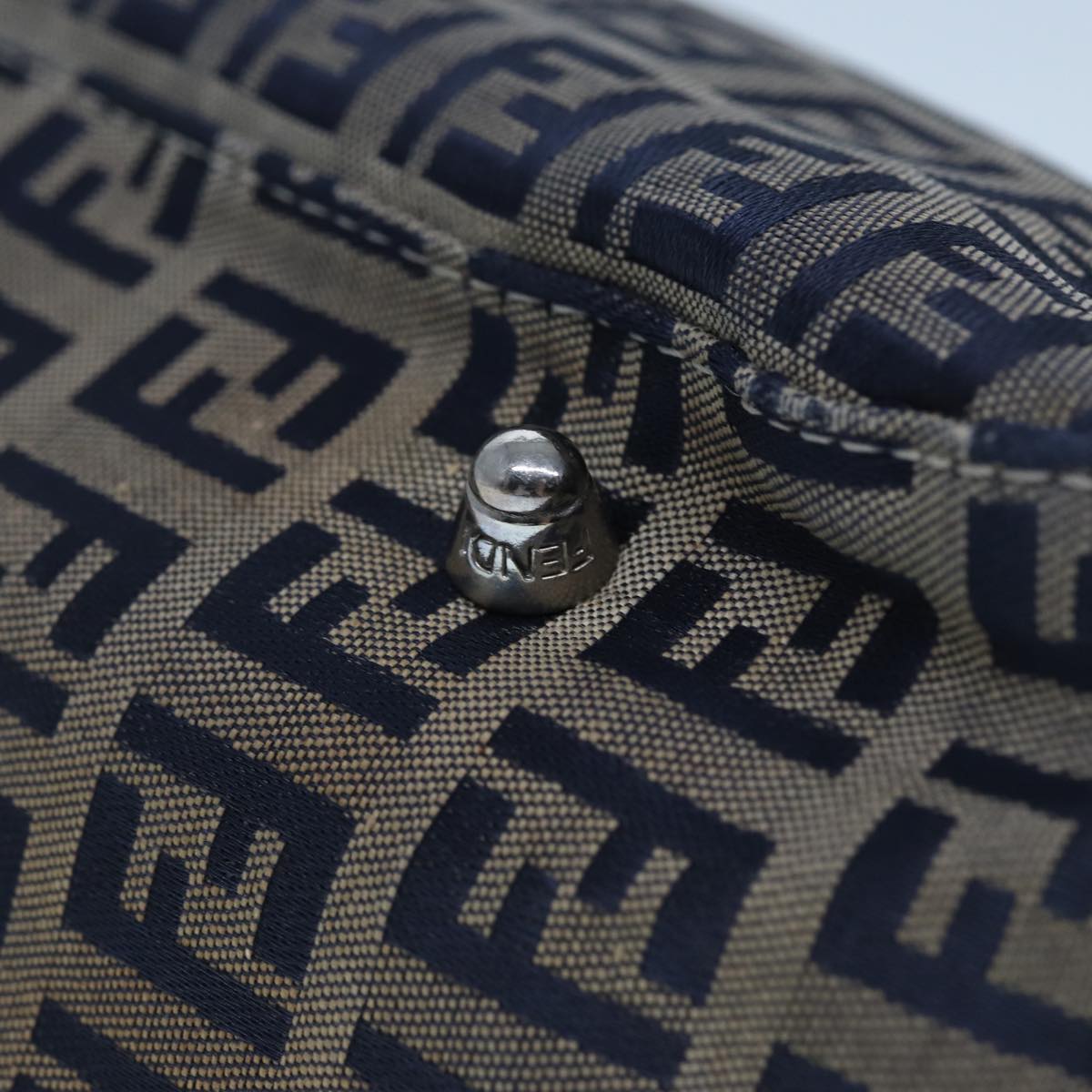 FENDI Zucchino Canvas Hand Bag Navy80244