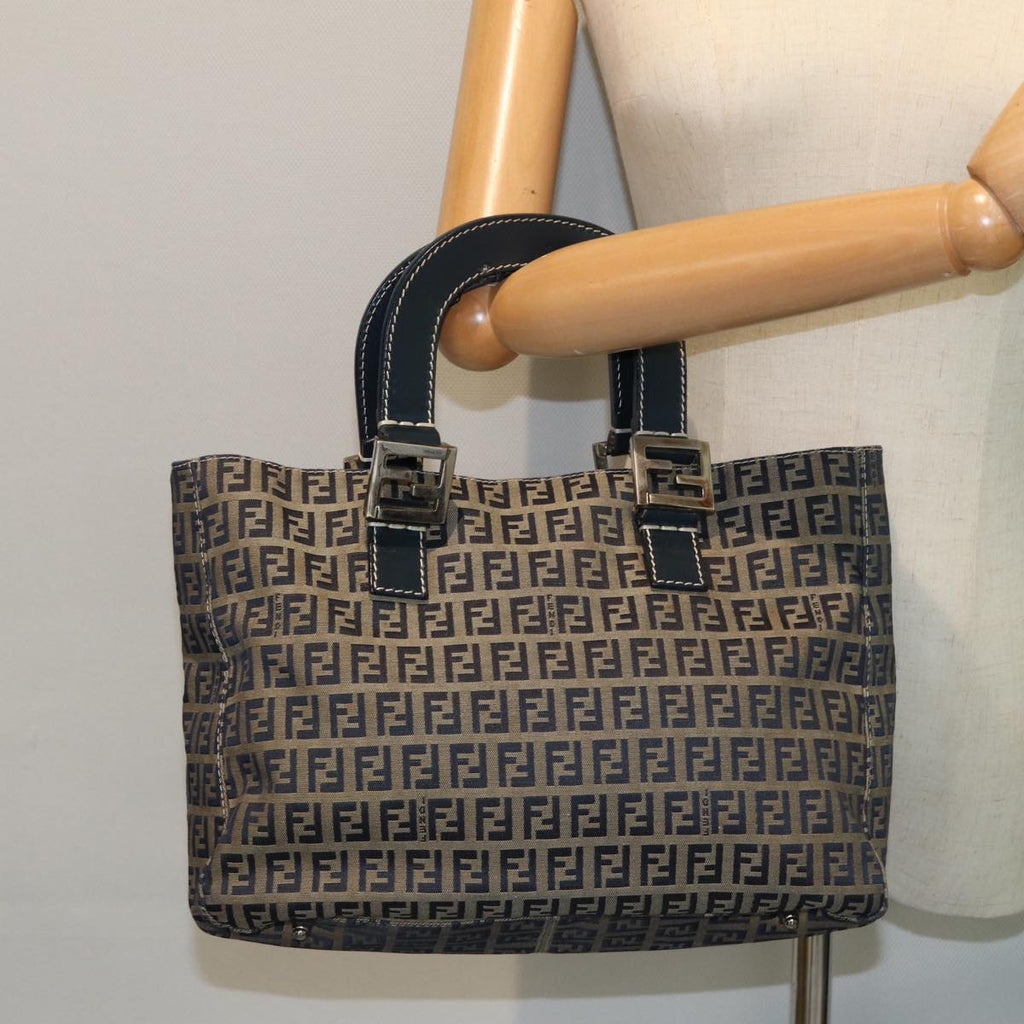 FENDI Zucchino Canvas Hand Bag Navy80244