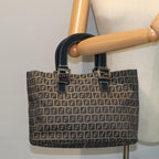 FENDI Zucchino Canvas Hand Bag Navy80244