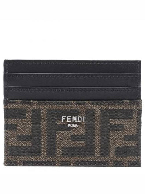 Fendi FF Logo Card Wallet Brown