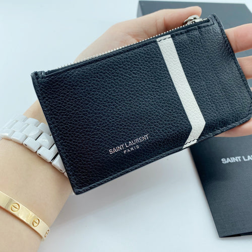 Saint Laurent black leather card holder