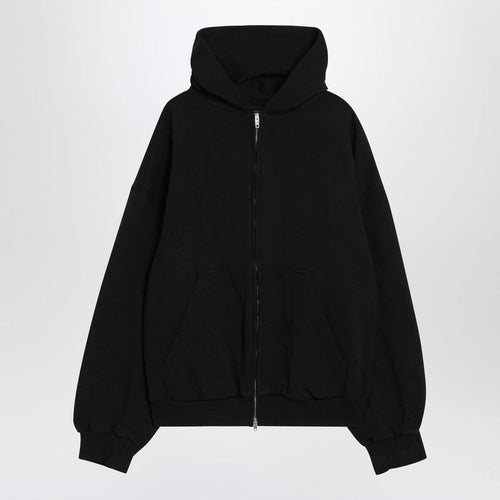 Balenciaga Washed Black Flipped Uni Regular Fit Zip Hoodie Women