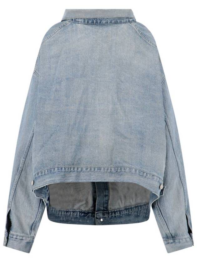 Balenciaga Off-Shoulder Denim Jacket Blue