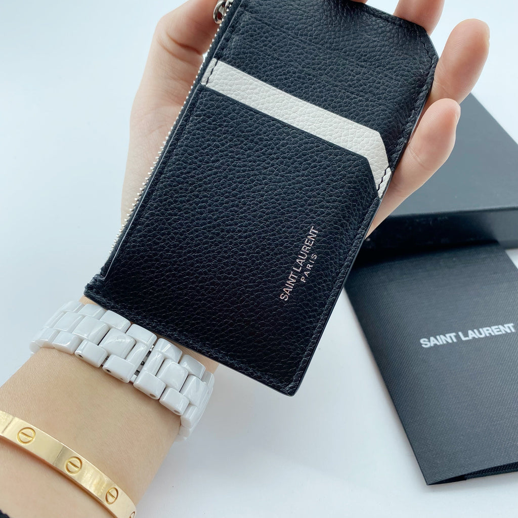 Saint Laurent black leather card holder