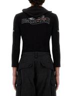 Balenciaga Logo Print Hoodie Black