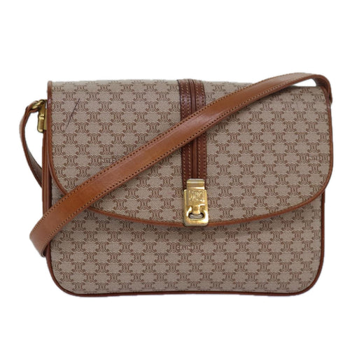 CELINE Macadam Canvas Shoulder Bag Beige  80570