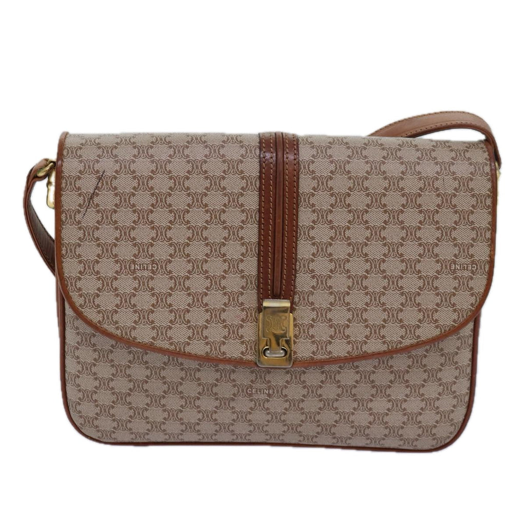 CELINE Macadam Canvas Shoulder Bag Beige  80570
