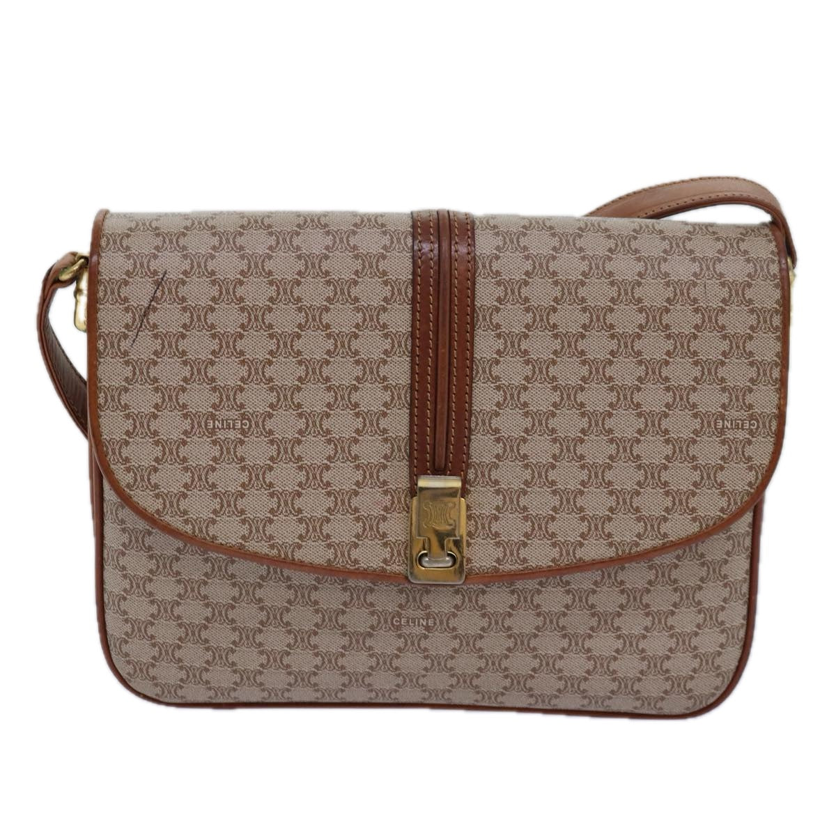 CELINE Macadam Canvas Shoulder Bag Beige  80570