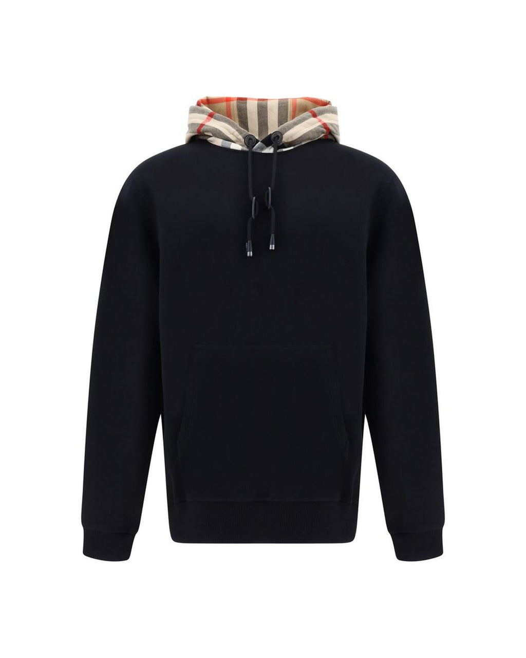 Burberry  Men's CheckPanel Hooded Sweatshirt Black