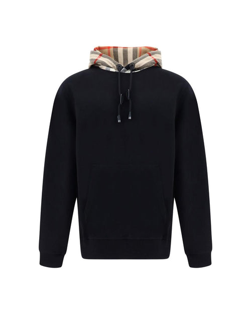 Burberry  Men's CheckPanel Hooded Sweatshirt Black