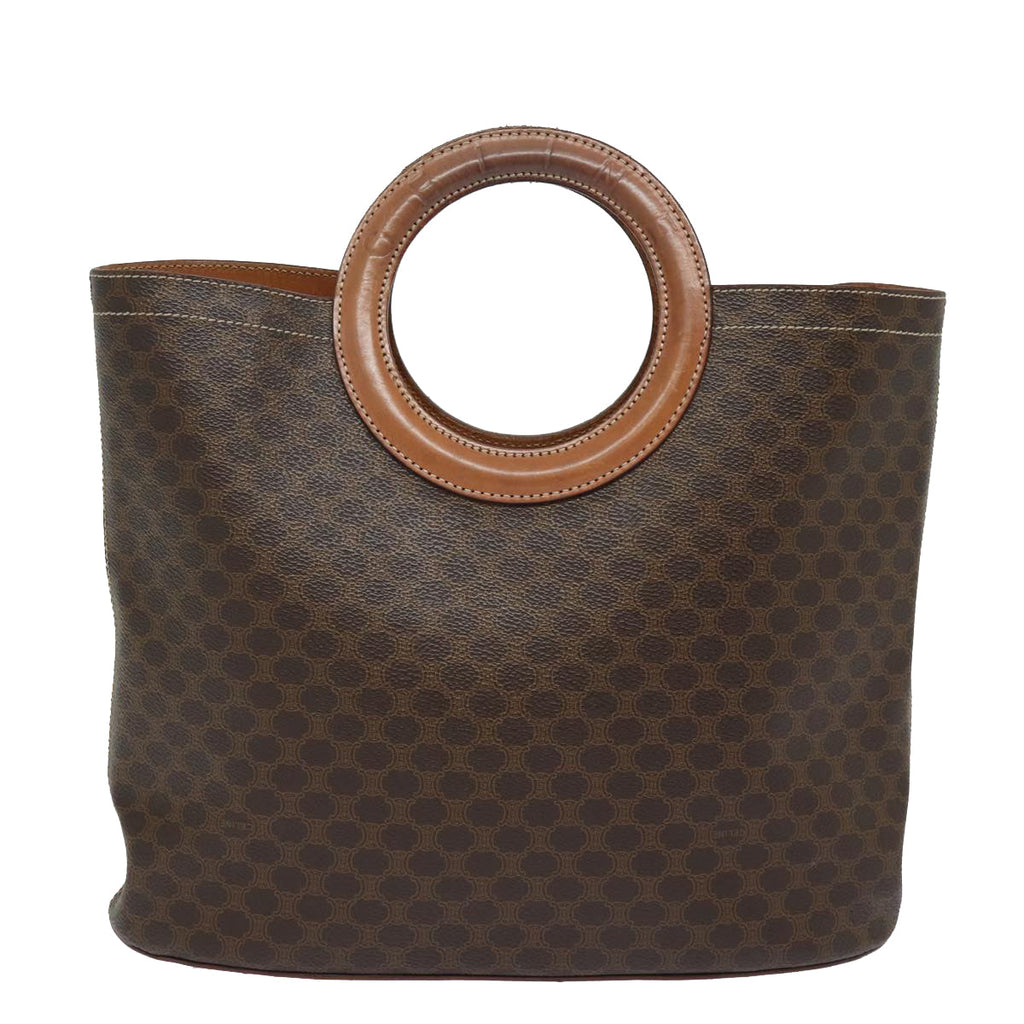 CELINE Macadam Canvas Hand Bag PVC Leather Brown  80613