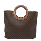 CELINE Macadam Canvas Hand Bag PVC Leather Brown  80613