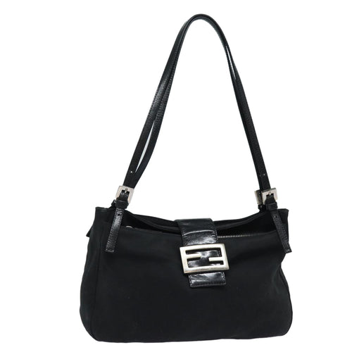 FENDI Mamma Baguette Shoulder Bag Nylon Black80619