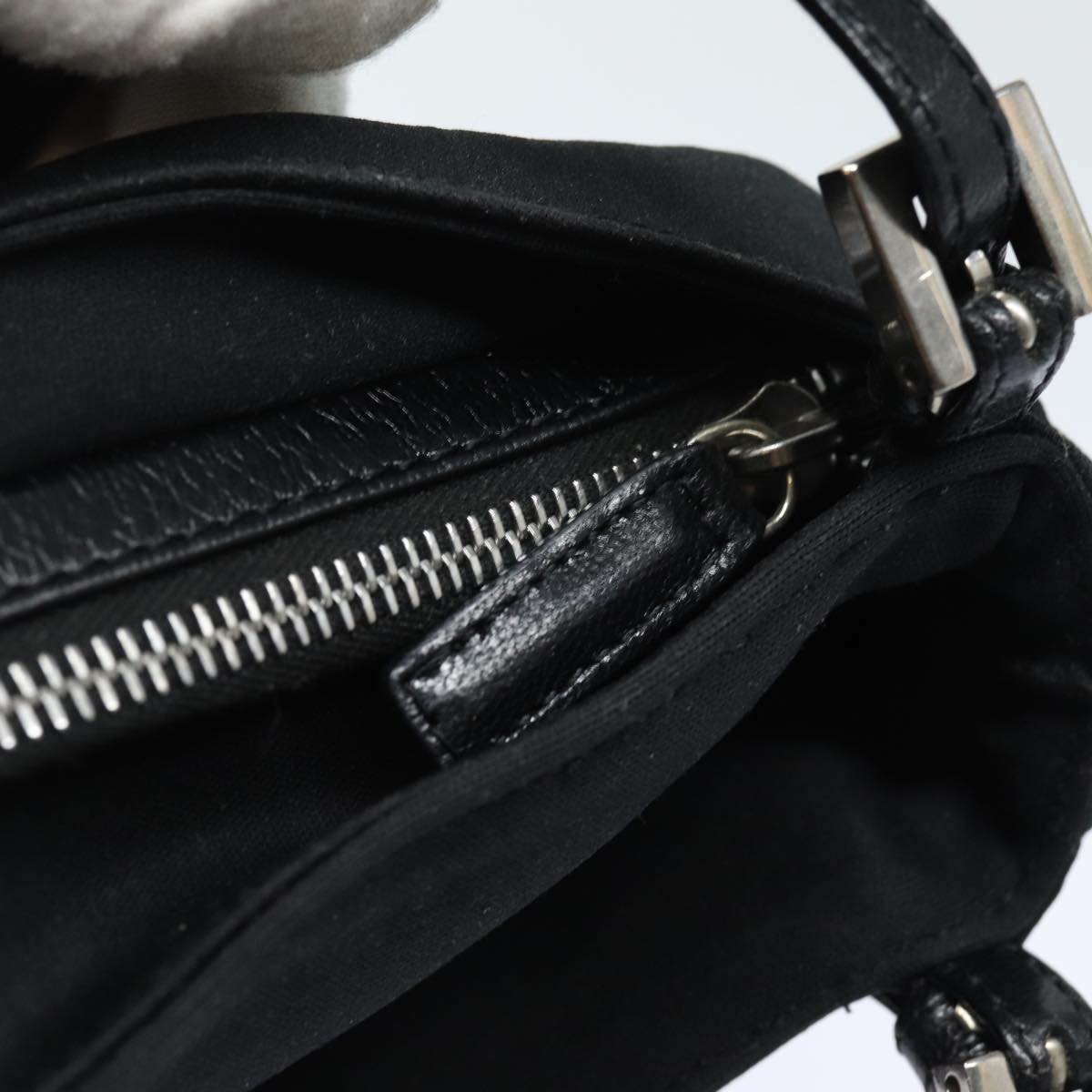 FENDI Mamma Baguette Shoulder Bag Nylon Black80619