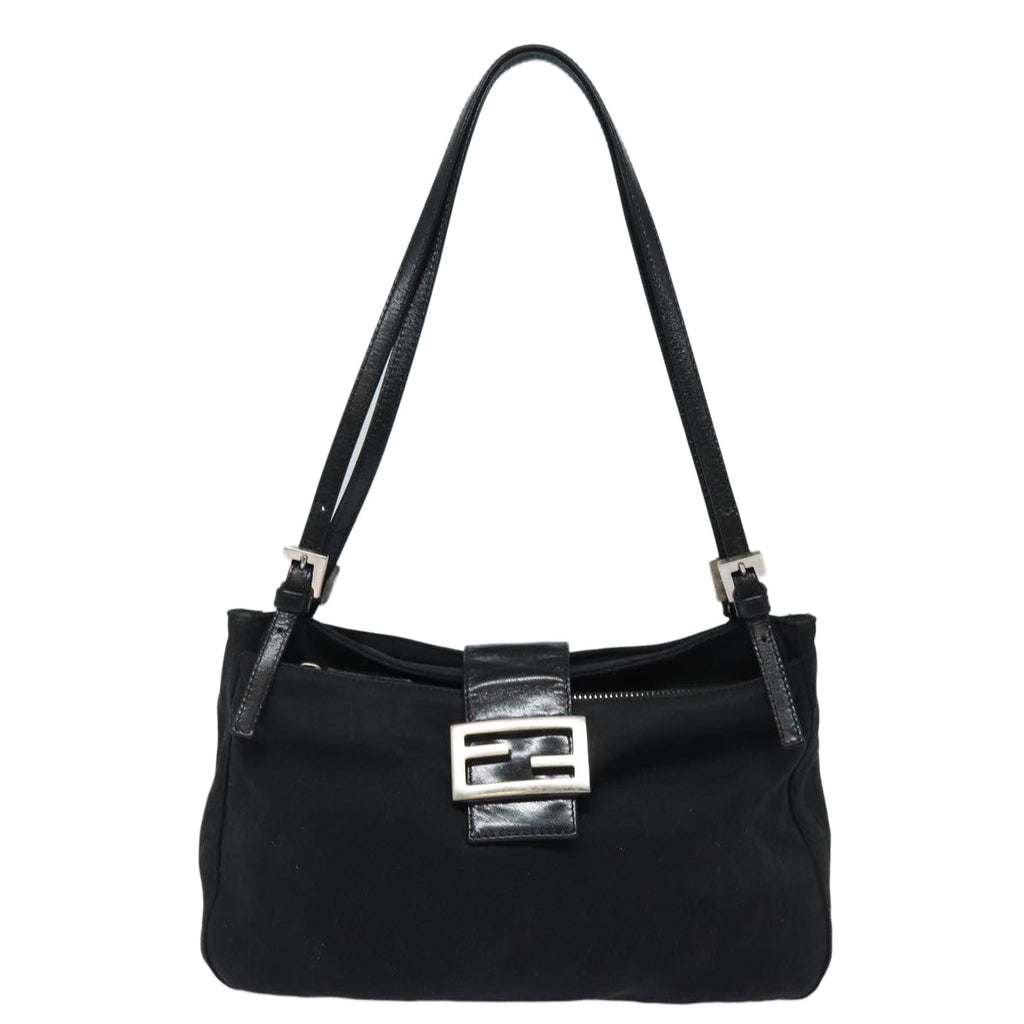 FENDI Mamma Baguette Shoulder Bag Nylon Black80619