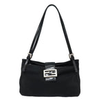 FENDI Mamma Baguette Shoulder Bag Nylon Black80619