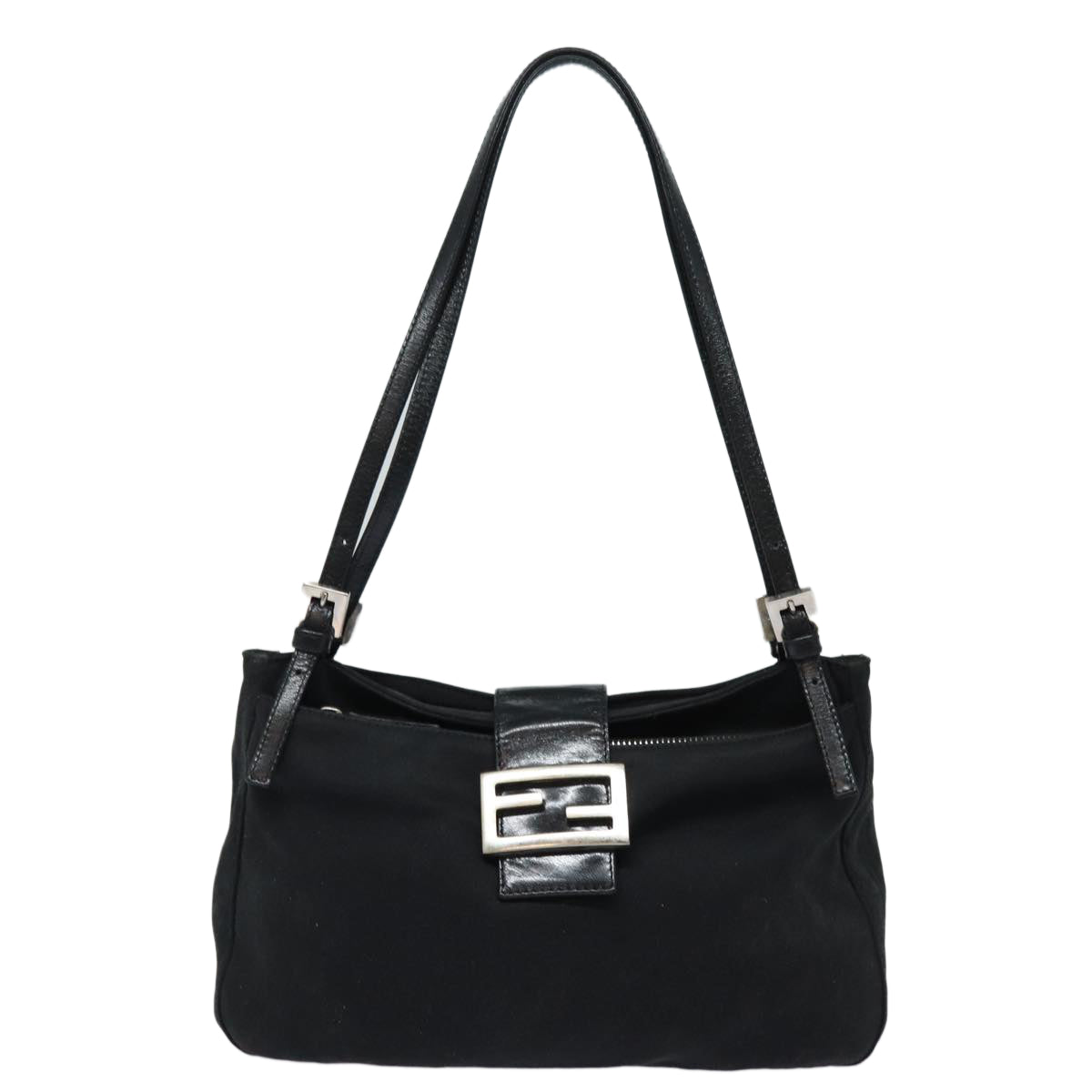 FENDI Mamma Baguette Shoulder Bag Nylon Black80619