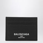 Balenciaga Black Credit Cardholder In Hammered Leather Men