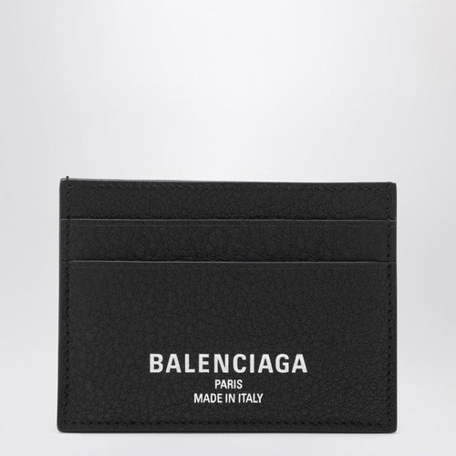 Balenciaga Black Credit Cardholder In Hammered Leather Men