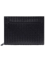 Bottega Veneta Intrecciato Document Clutch Bag Black