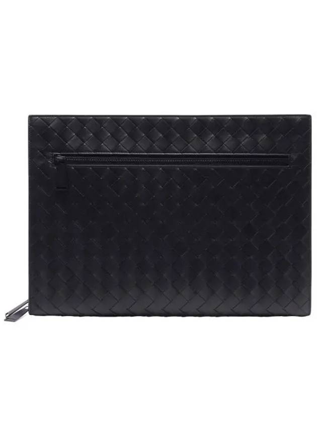 Bottega Veneta Intrecciato Document Clutch Bag Black