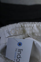 Chloe Womens White Cotton Crew Neck 3/4 Sleeve Fit & Flare Dress
