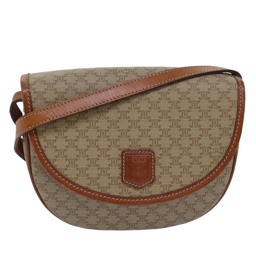 CELINE Macadam Canvas Shoulder Bag Beige  80815
