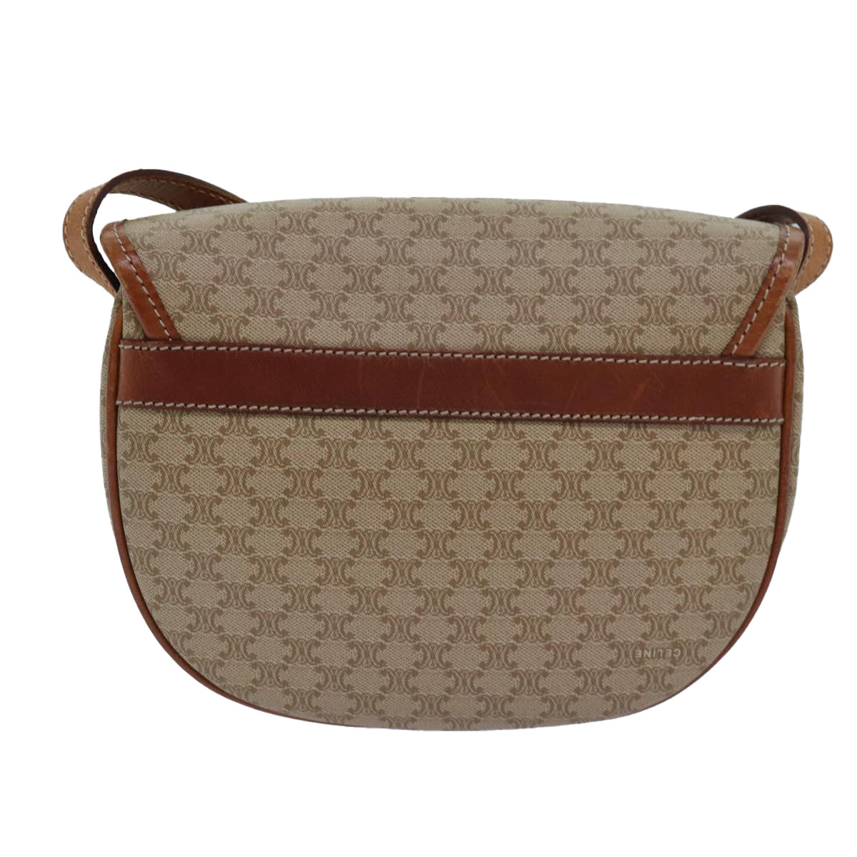 CELINE Macadam Canvas Shoulder Bag Beige  80815