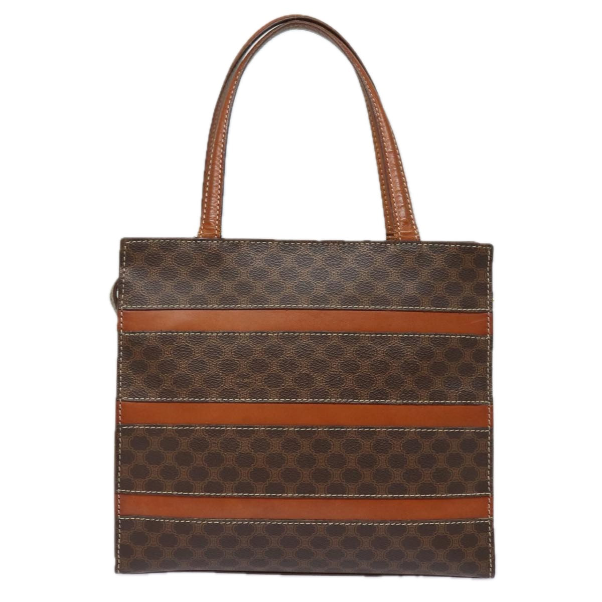 CELINE Macadam Canvas Hand Bag PVC Leather Brown Auth 80816