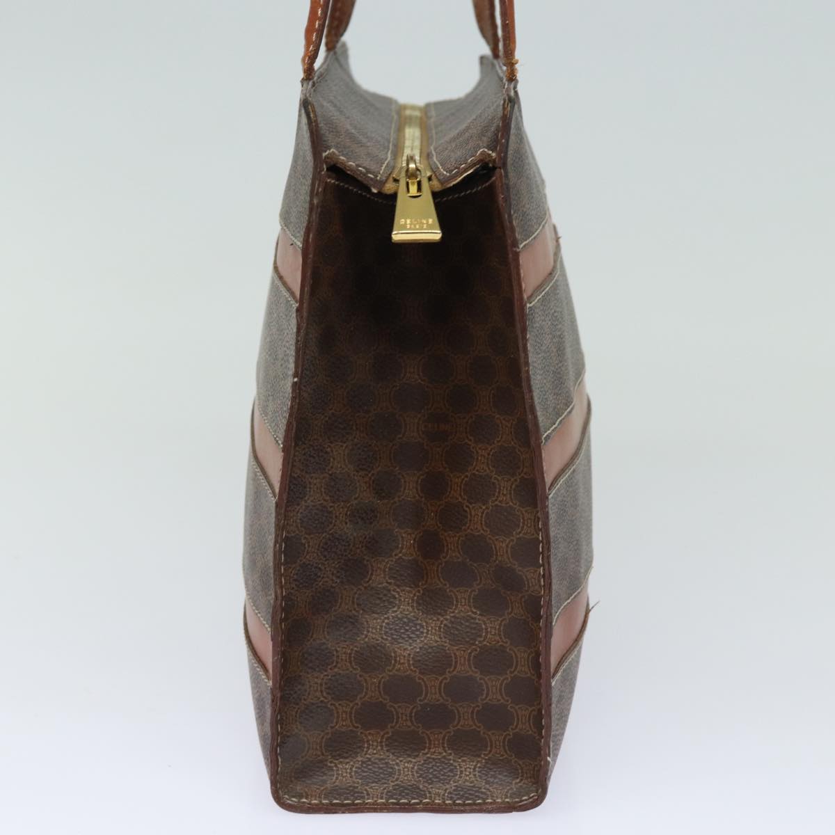 CELINE Macadam Canvas Hand Bag PVC Leather Brown Auth 80816