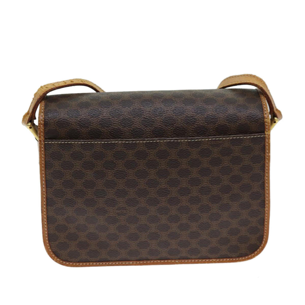 CELINE Macadam Canvas Shoulder Bag PVC Leather Brown Auth 80818