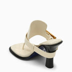 Burberry Light Beige Leather Bay Sandals Women