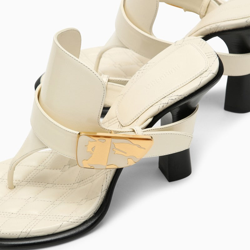 Burberry Light Beige Leather Bay Sandals Women