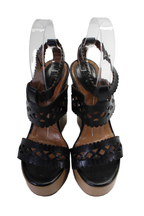 Chloe Womens Black Brown Strappy Ankle Strap Platform Wedge Heels Shoes