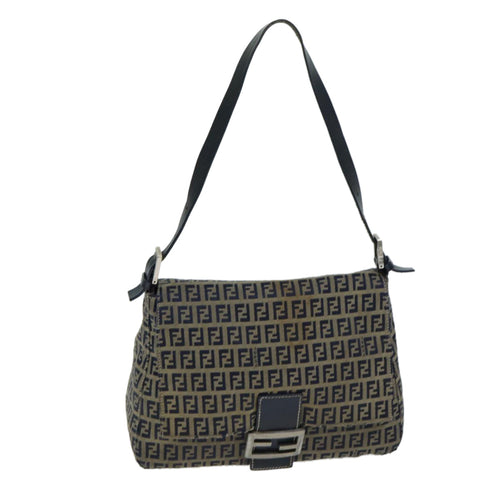 FENDI Zucchino Canvas Mamma Baguette Shoulder Bag Navy80863