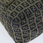 FENDI Zucchino Canvas Mamma Baguette Shoulder Bag Navy80863
