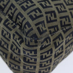 FENDI Zucchino Canvas Mamma Baguette Shoulder Bag Navy80863