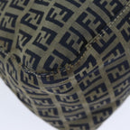 FENDI Zucchino Canvas Mamma Baguette Shoulder Bag Navy80863