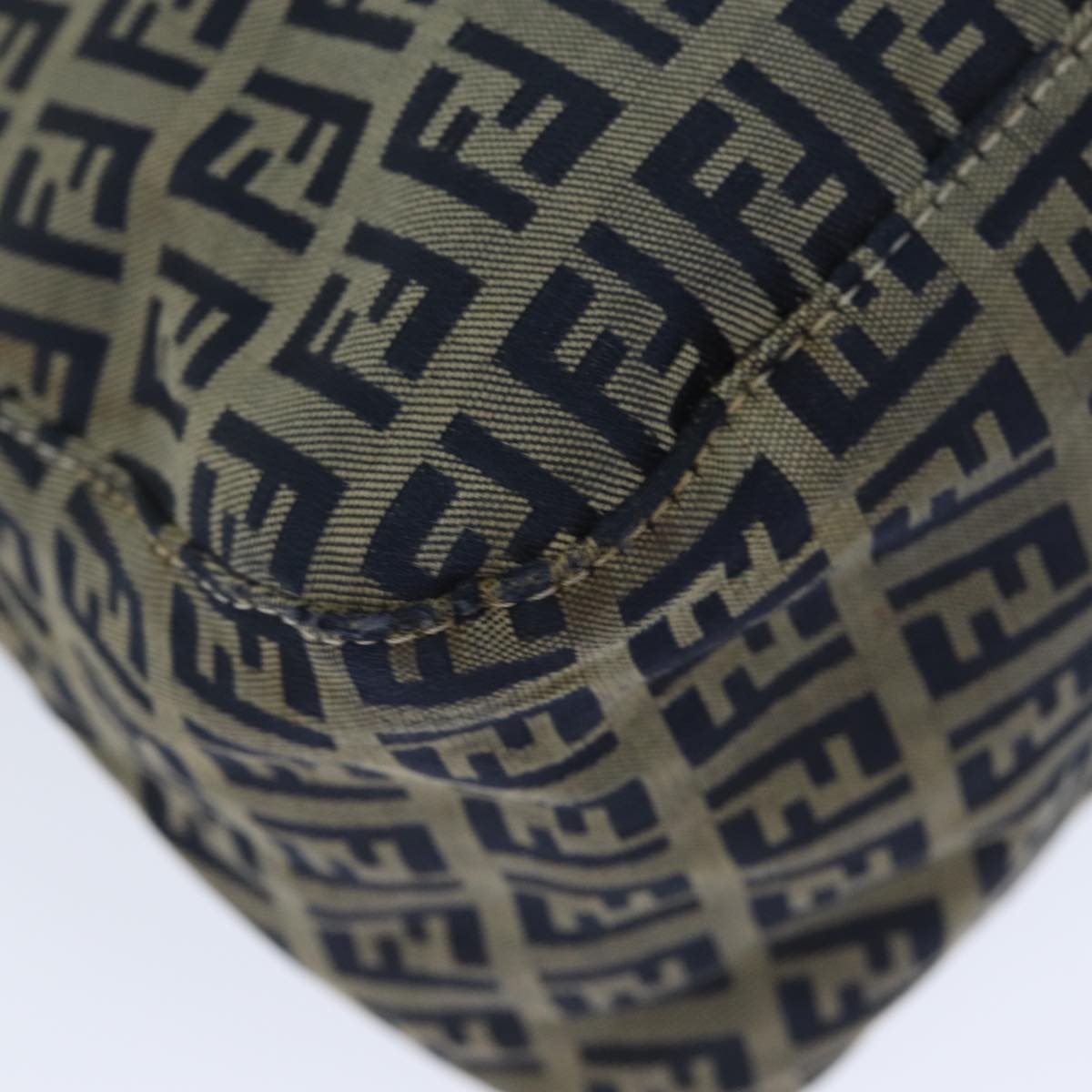 FENDI Zucchino Canvas Mamma Baguette Shoulder Bag Navy80863