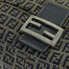 FENDI Zucchino Canvas Mamma Baguette Shoulder Bag Navy80863
