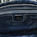 FENDI Zucchino Canvas Mamma Baguette Shoulder Bag Navy80863