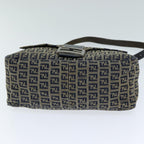 FENDI Zucchino Canvas Mamma Baguette Shoulder Bag Navy80863