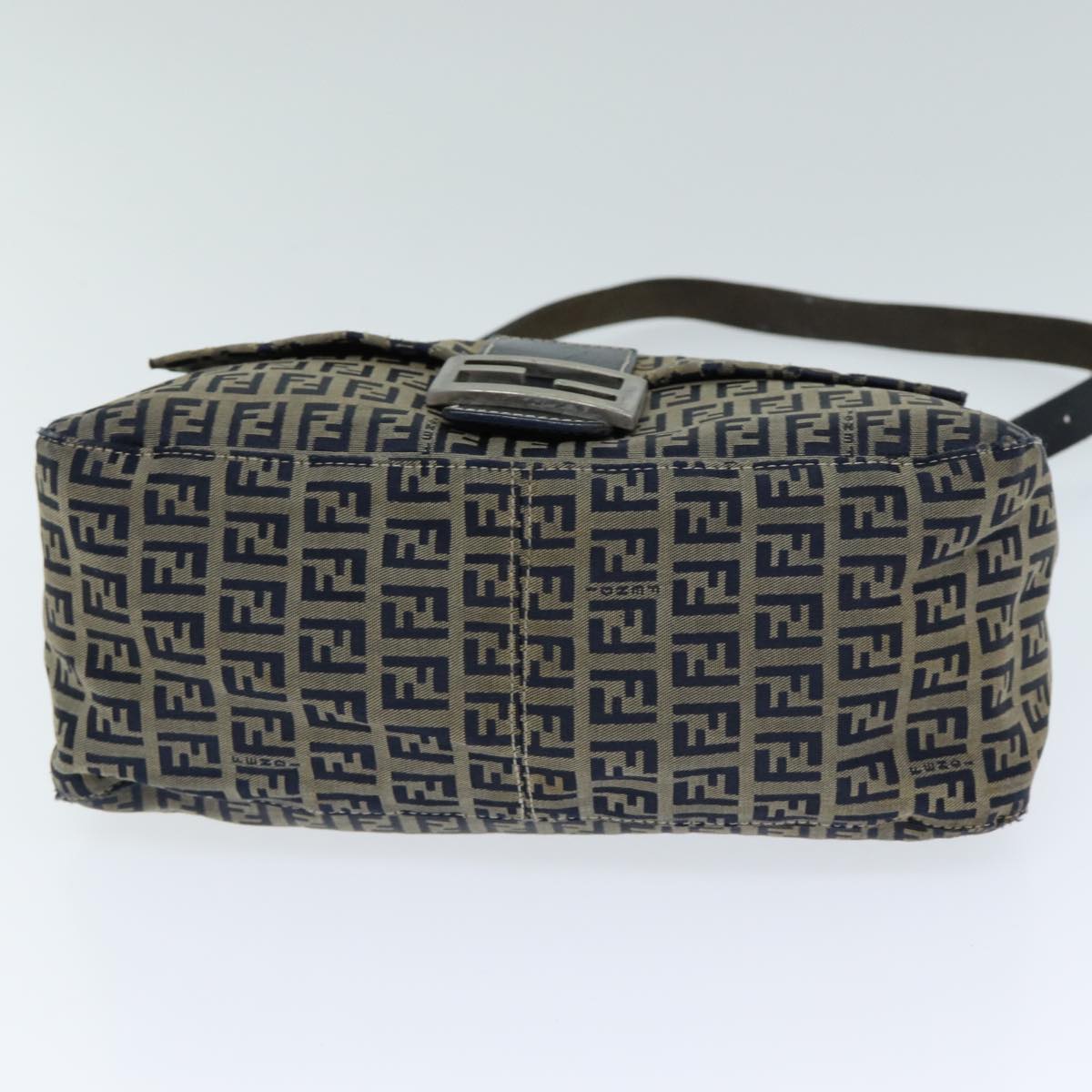 FENDI Zucchino Canvas Mamma Baguette Shoulder Bag Navy80863