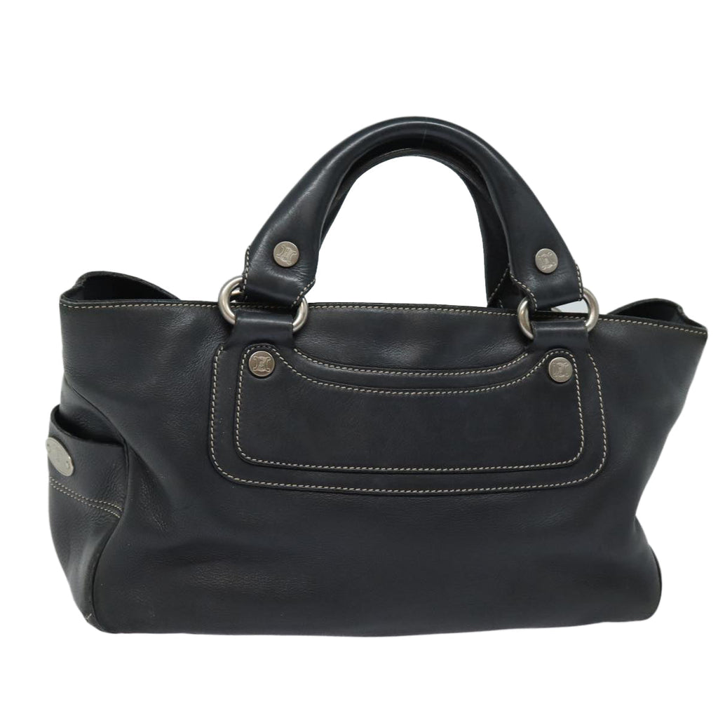 CELINE Hand Bag Leather Black  80876