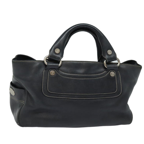 CELINE Hand Bag Leather Black  80876