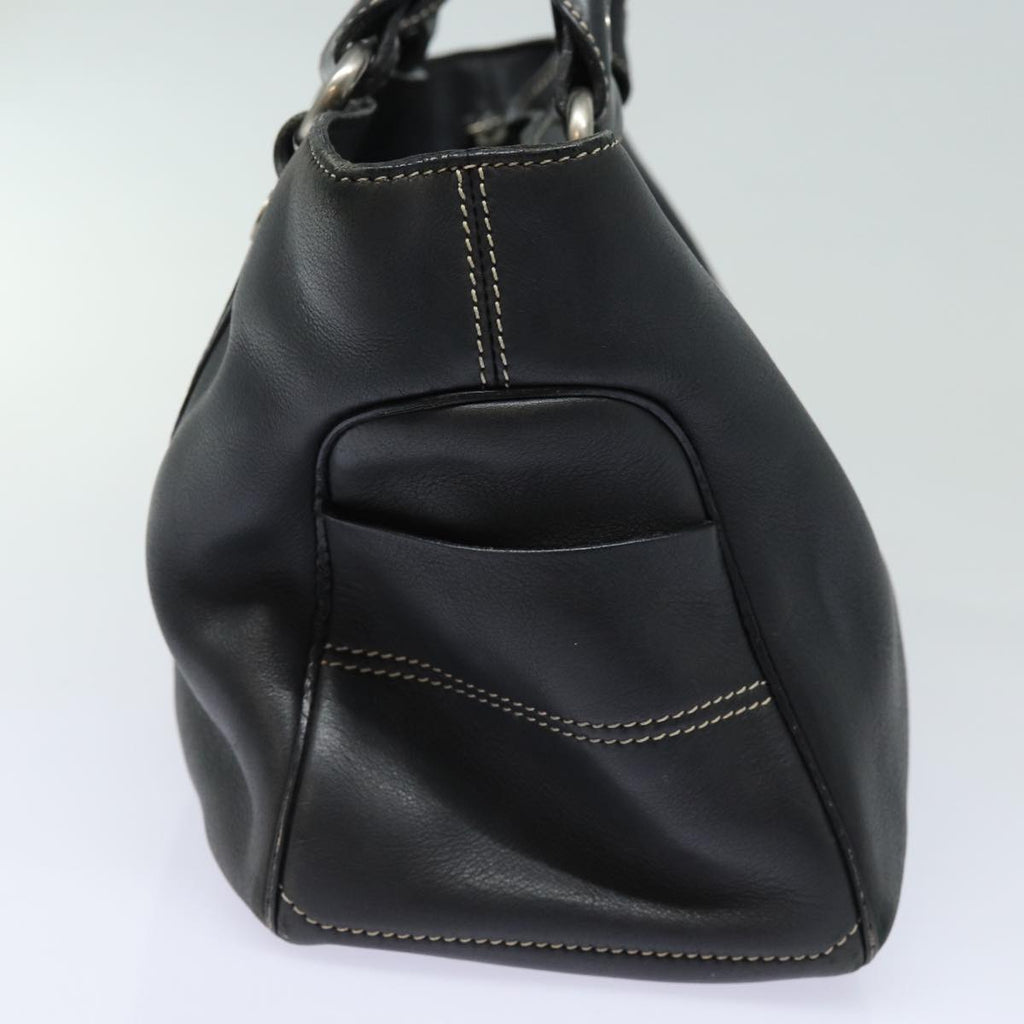 CELINE Hand Bag Leather Black  80876