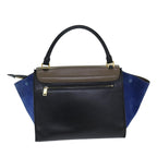CELINE Hand Bag Leather Suede Brown Black blue  80877